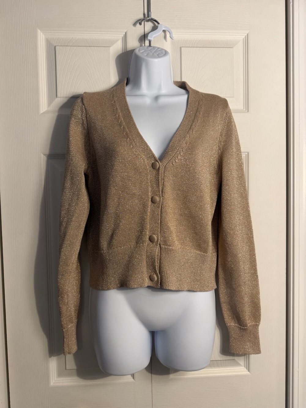 Tuckernuck gold cropped button cardigan size medium